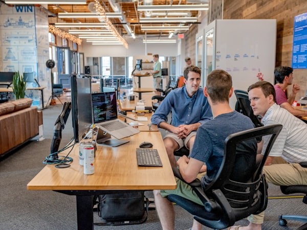 Our team collaborating on a new project